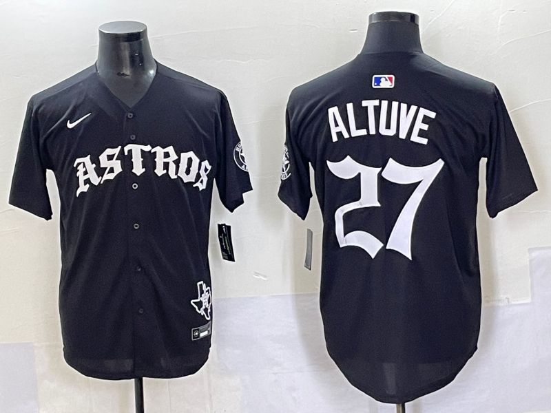 Men 2025 Houston Astros #27 Altuve Black Seven generations Joint Name Nike MLB Jersey style 1
